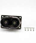 Heavy Duty EV High Voltage Connector Plug N Play Two Pin Socket With M6 Holes, metal housing and pins for electric vehicle connections.