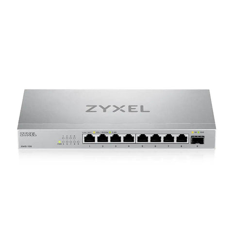 8 Port 2.5G Unmanaged Switch With 10G SFP Plus Uplink, Plug And Play, Fanless Desktop Ethernet Splitter silver design