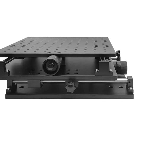 Beefed Up XY Axis Mobile Table Smooth Roll Wheels Heavy Duty Portable Workstation And Sweet Welding Bench For Laser Marking Engraving Rigs Beast Mode Precision Platform 30X30X10Cm side view with adjustable knobs and perforated top