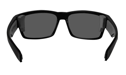Polarized Safety Sunglasses For Men With Matte Black Frame Smoke Lens Z87 Compliant Pro Grade UV Protection Non Slip Foam Lining All Day Comfort Built Tough For Work And Play TR111 viewed from the back