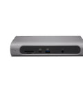 Heavy Duty Thunderbolt 3 And Usb C Docking Station Delivers Crisp Dual 4K Video And 100W Fast Charge Blazing Data Sync Built Solid For Windows And Mac Daily Hustlers back view with ports visible.