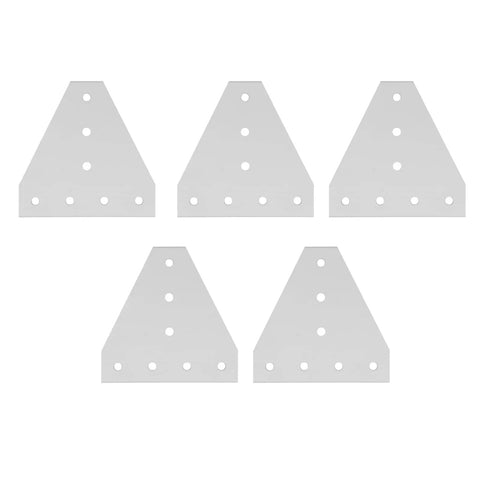 Seven Hole Aluminum Joining Plate Connector For Frames Tables Beds Shelves 5 Pack Heavy Duty Aluminum Alloy With Silver White Oxidation Finish Flat Surface Mounting Ready