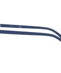 Side view of Junior Kids Square Sunglasses With Transparent Blue Frame And Green Mirrored Lenses, lightweight plastic design, 106mm fit.