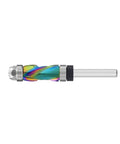 Pro Woodworking Router Bit Set With Dual Upper Lower Bearing Systems For Stable Edging Trimming Plus Vibrations Less 7 Color Coated Shanks side view of a colorful router bit with dual bearings.