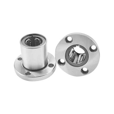 Round Flange Linear Bearings For 6 To 25mm Shafts, Rock Solid, Low Friction, Wear Resistant, Built Tough For CNC Machines, 3D Printers, And Linear Rails, Easy Mounting, Smooth Motion For Rod Shaft Guidance, bearing steel, round flange