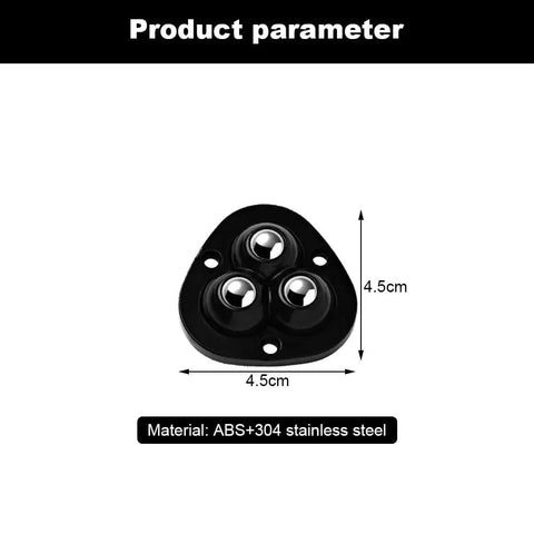 Self Adhesive Caster Wheels For Furniture, 12 Pcs Mini Ball Castors With ABS Material, Load Capacity 20 Lbs Per Wheel, showing size