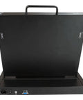 Top Tier Heavy Duty 17 Inch Rack Mount KVM Console Drawer With VGA And USB Ports For Any Switch 1U Height back view showing connections.