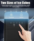 Control panel of Badass Countertop Ice Maker Generates 26 Lbs Bullet Ice Fast with Self Cleaning Tech and 1.5L Tank.