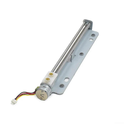 Killer Linear Stepper Motor Actuator With Integrated Metal Slide Table Featuring Slick 15 Mm Step Accuracy And Hella Smooth 123 Mm Travel For Top Notch Cnc Automation And Tight Position Control Projects, showing metal track and motor.
