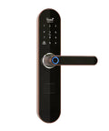 Heavy Duty Fingerprint Smart Door Lock Featuring Built In Doorbell And Slick App Control Electronic Deadbolt For Home Security Password And Key Card Entry Rock Solid Rust Proof Build with a digital keypad and sleek design.