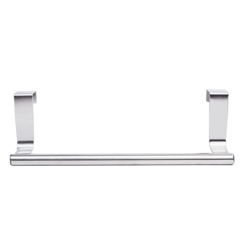 Over Cabinet Towel Bar With Hooks For Bathroom And Kitchen Brushed Stainless Steel No Install Needed 9 Inch Length