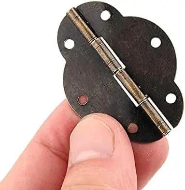 Oval Box Hinge Set 46x35mm 6 Hole Lace Antique Furniture Hardware held in hand showing 6-hole design and metal build.