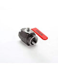 Drain Valve 1-1/2 Inch Full Port OEM Replacement for Commercial Fryers and Fryer Systems, Heavy-Duty Stainless Steel Valve, Easy Install, Durable Kitchen Equipment Part, Compatible with Standard Fryer Units, red-handled threaded drain valve on white background