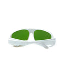Heavy Duty Laser Safety Glasses With Wide Vision Frames For 980Nm 1064Nm And 1320Nm Nd Yag Industrial Eye Protection and No Nonsense Optical Density Lens Coverage For Pros with green lenses.