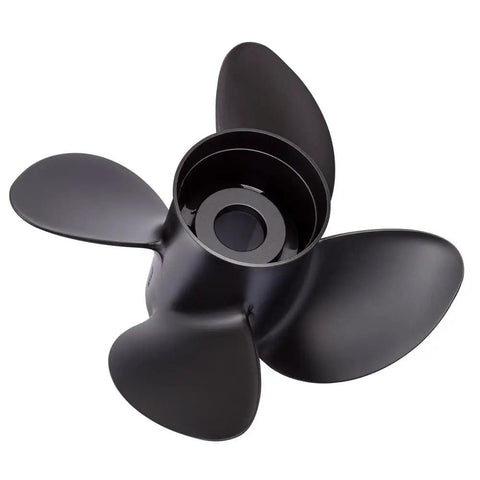Rubex Aluminum 4 Blade Propeller Right Hand Rotation 13 Inch Diameter 15 Inch Pitch For Outboard Boats Black Finish