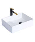 USZWBY Bathroom Vessel Sink Bowl Basin Modern Fashion European Style Rectangular Countertop Basin Hand Basin with black faucet.