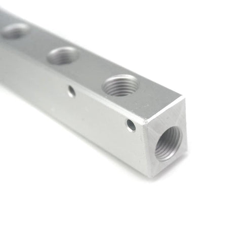Heavy Duty G1/4 BSP Port Pneumatic Aluminum Manifold Block Splitter Eight Way Ten Port For Air Water Gas Oil Systems with visible ports