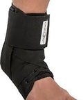Person wearing Stabilizing Pro Ankle Brace For All Day Support And Snug Fit, Lightweight Low Profile Design That Fits Inside Your Shoe, 800D Nylon, Medium Black.