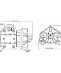 Rock Solid Quiet Workhorse DC 24V Submersible Diaphragm Pump 7.0 GPM 60 PSI Fresh Water Sump Transfer technical diagram dimensions.