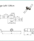 360 Degree Torque Hinge With Damping For Folding Tables And Flip Tables Built Tough Durable Metal Construction Easy To Install And Disassemble Positioning Stop Provides Smooth Operation And Long Lasting Performance For Home Office And Workshop Furniture, metal hinge with measurements and schematic view, large size positioning.