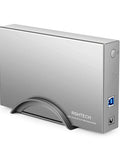Beefy Aluminum 3.5 Inch Hard Drive Enclosure With Hassle Free USB 3.0 To Sata Docking, Reliable External HDD Bay Supporting Up To 16TB Drives, Easy Plug And Play Storage Solution For Windows Macs And Gaming Consoles, angled view with USB port.