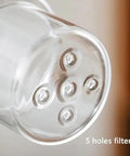 Close-up view of the 5 holes filter for Portable Cold Brew Coffee Maker With Slow Drip Tower And Adjustable Flow Control.