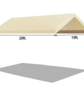 Diagram of 10x20 Ft Carport Replacement Canopy Cover Waterproof UV Treated 180G PE Outdoor Shelter dimensions