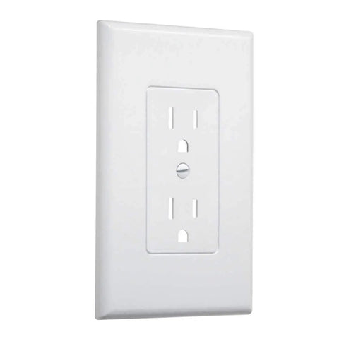 White Smooth One Gang Decorator Wall Plate Easy To Install Non Metallic Grounded Duplex Outlet Cover Pack Of Five For Replacing Discolored