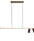 Top Shelf Real Walnut Ceiling Pendant Light, Sleek Chinese Modern Dining Room Chandelier, 120cm walnut and metal hanging lamp.