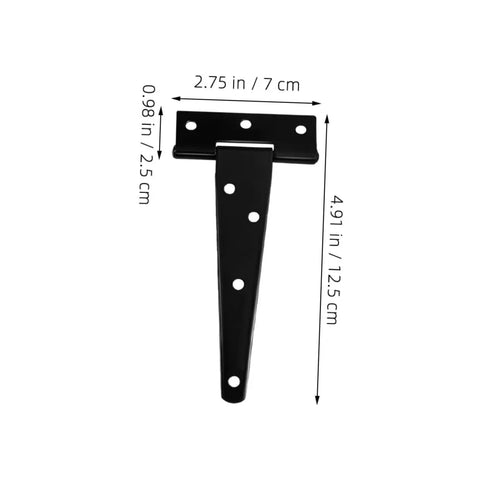 Eight Piece 5 Inch Black Galvanized T Shaped Door Hinges For Wood Cabinets And Small Interior Doors Weld On Triangle Hinge