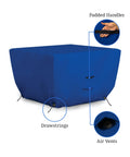 Heavy Duty Fire Pit Cover For Outdoor Use 30In L X 30In W X 12In H Waterproof UV And Weather Resistant 18 Oz PVC Coated Polyester