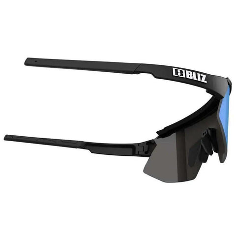 Side view of Breeze Sport Sunglasses Prescription Ready With Optical Adapter To Insert Prescription Lenses Attach In 20mm Head Strap UV Protection Non Polarized Lenses For Men And Women Matte Black Blue Multi 60mm All Day Comfort