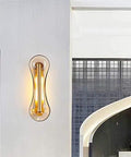 Premium Handcrafted Glass Wall Sconce For Bedroom And Living Room Solid Stainless Steel Bedside Lighting Fixture mounted on wall.
