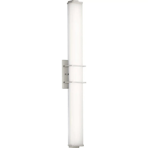 Phase 2.2 LED Bath Vanity Light With White Acrylic Shade Modern Brushed Nickel Finish 36 Inch Dimmable Sleek Powder Room Fixture