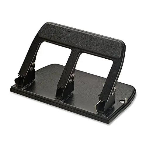 Heavy Duty Three Hole Punch With Padded Handle For Easy 40 Sheet Capacity Metal Construction Adjustable Paper Guide