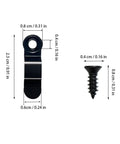 Front view of black metal picture frame turn-button fasteners with screws; 100-piece set for photo frames.