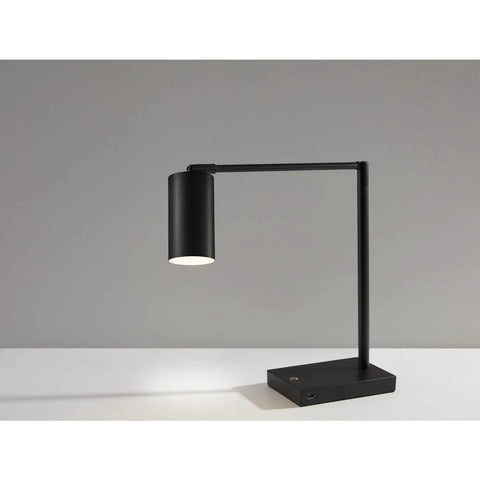Colby Adjustable Desk Lamp with 15.5 to 32.5 inch reach 9W integrated LED matte black minimalistic table lamp for home office and study