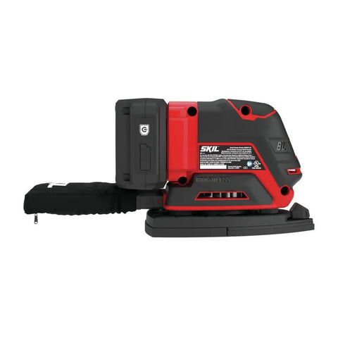 Side view of 20V Brushless 4 In 1 Vibration Control Sander Kit With 12 Pc Sandpaper And Extra Attachments PWR Core 2Ah Battery