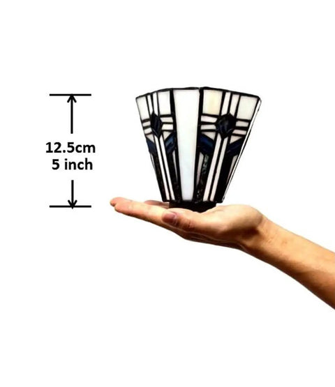 Two Pack Tiffany Style Stained Glass Lamp Shade Replacement for Ceiling Fans White and Blue 4.3 Inch Width and 5 Inch Height