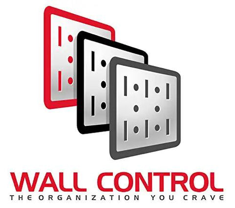Logo with three overlapping pegboard panels in red, black, and gray above 'Wall Control' text.