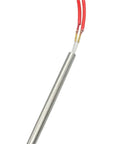 Solid Heavy Duty Cartridge Heater Delivering Real Deal Kickin Heat For Industrial Air Warmers And Pellet Stove Ignition 12Mm X 120Mm Heating Tube, silver metal with red wires.