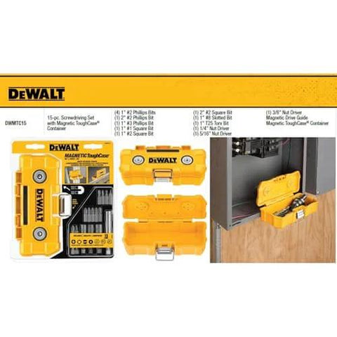 Impact Driver Bit Set With Magnetic Tough Case, 15-Piece Carbide Tipped Bits, Pro Grade And Heavy Duty Kit in use on a wall