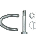 Four Pack Web Sling Shackle With Quick Pin For 2 Inch Straps 8,000 Lbs WLL White Blue Zinc components displayed