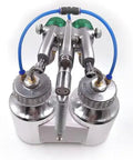 Heavy Duty Double Nozzle Pneumatic Spray Gun With Pressure Feed, featuring dual 1.3mm nozzles and stainless steel tanks.