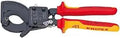 Beefy Ratcheting Cable Cutters For Copper And Aluminum Wires, One And A Quarter Inch Cutting Capacity, Clean Smooth Cuts With Hardened Precision Blades, MCM 500, Not For ACSR Or Steel Wire Rope, SBA 95 36 250 in side view