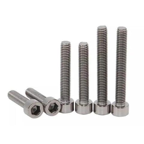 Premium Pure Titanium Hex Socket Head Cap Screws Grade 2 TA2 Heavy Duty Fasteners M1.6 to M10, 30mm length, with a shiny finish.
