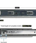 8 Inch Full Extension Drawer Slides With Ball Bearing 3 Section Side Mounted For Cabinet And Kitchen, showing measurements
