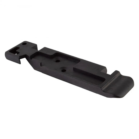 Chain Aid All In One Cycling Multi Tool With Chain Latch And Hook MissingLink Storage Valve Core Tool And Tire Lever Compact Repair Tool in black plastic, top view.