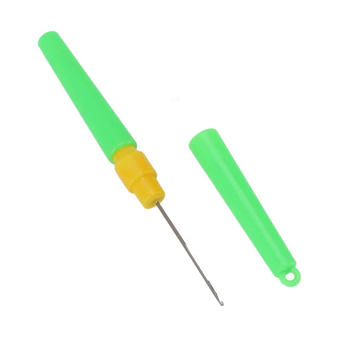 Dual End Fishing Bait Needle Tool With Protective Covers Stainless Steel Needle And Threading Tip Compact Pen Size Rigging Tool For Freshwater And Saltwater Angling Green Finish, green cap removed
