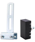 Automatic Sliding Gate Magnetic Limit Switch With Precision Locator Magnet, shown with metal bracket and black sensor block.